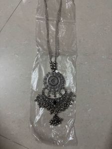 Antique Jhumka &amp; Long Chain Set