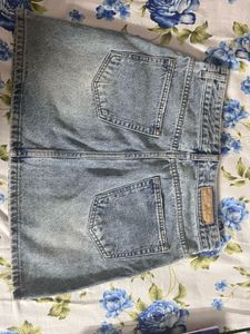 Faded Blue Denim Mini Skirt