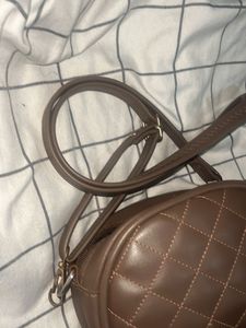Brown Quilted Crossbody Bag