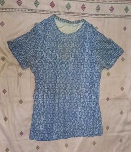 Blue Patterned T-Shirt for Womens