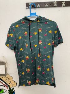 Funky Graphic Tee With Hood