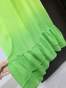 Lime Green Ombre Maxi Chiffon Dress+ cotton lining