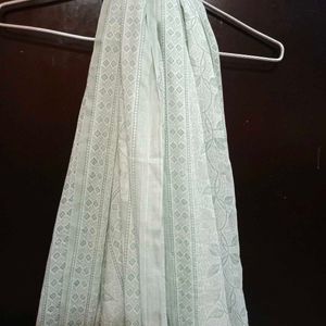 White + Green Light Casual Design Dupatta