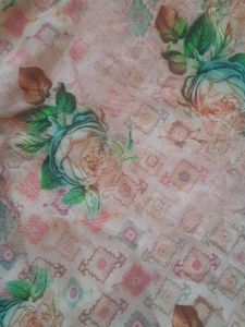 Peach Gorgette Suit With Dupatta And Pant Plazo