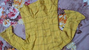 Yellow Plaid Button-Down Top