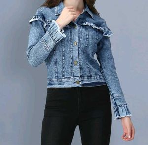 Stylish Ruffle Denim Jacket