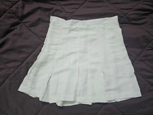 Solid Off-White Pleated Skirt
