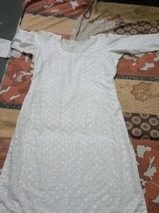White Colour Chicken Curry Kurti