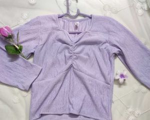 Lavender Ruched Long Sleeve Top
