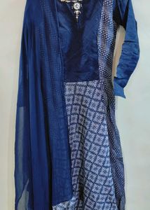 Blue Anarkali Full Length Dress with Duppata Women