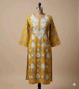 Yellow Embroidered Kurta