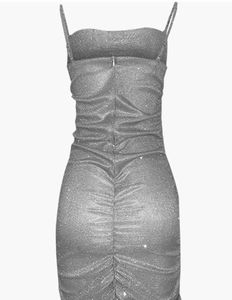 (Urbanic)Glittery Rhinstone Chain Ruched Dress