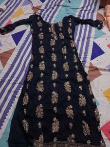 Elegant Navy Blue Floral Kurta