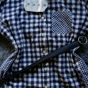 blue and white chex shirt