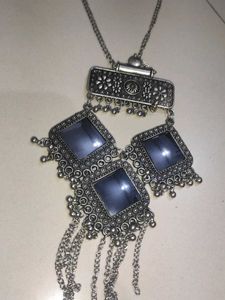 Navratri Silver Mirror Necklace🌸