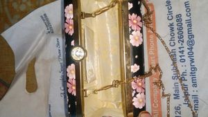 balck Floral Print Clutch