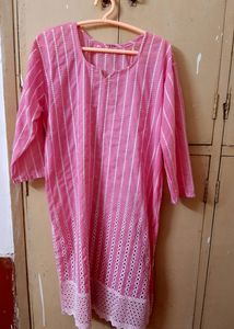 Pink Lucknowi Kurta Straight