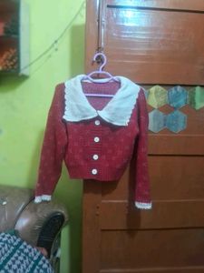 Red Knit Cardigan