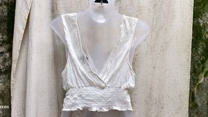 White V-Neck Sleeveless Top