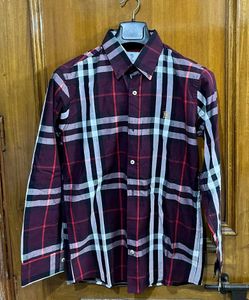 BURBERRY MAROON CHECK SHIRT M(40)
