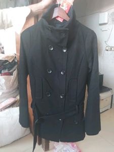 Chic Black Peacoat (Size-S)