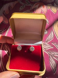 real silver Sparkling Halo Earrings
