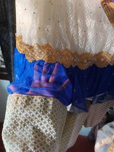 Elegant Blue and White Lehenga Skirt