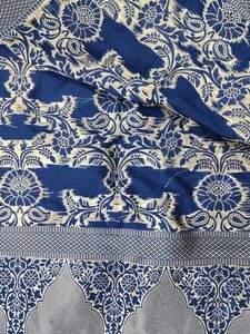 Blue &amp; Gold Floral Banarsi Dupatta