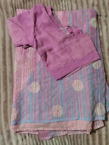 🔥 Sale 🔥 Elegant Pink Saree with Blouse