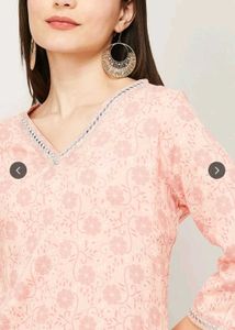 Elegant Peach Printed Kurta by Lifestyle
