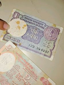 1 And 2 Rs. Note From India