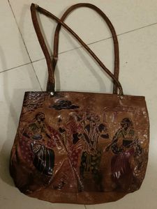 Vintage Shantiniketan Leather Tote Bag