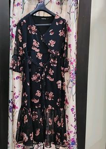 Black A Line Wrap Dress
