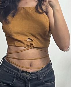 Effortless Chic Suede-Look Halter Top - Size Small