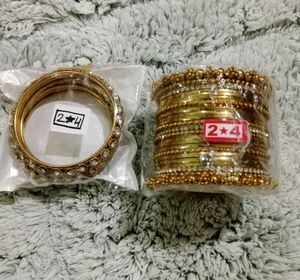 Gold &amp; Crystal Bangle Set