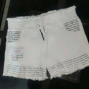 White Printed Shorts