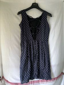 Navy Polka Dot Dress | Strapped Back
