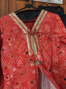 Red Bandhani Kurta
