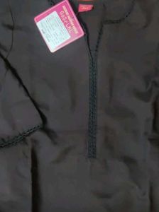 Black Kurti with Printed Scarf