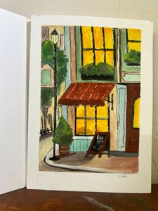 Cafe Love gouache Painting on A5 paper