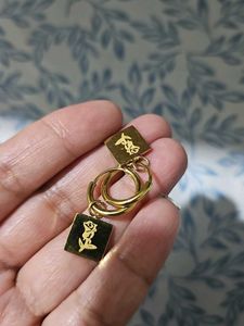 Gold Tone ROSE Drop Earrings