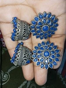 Blue Jhumka Earrings