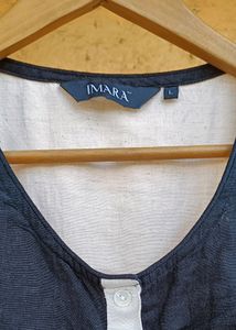 Khadi Look Beige Top w/ Black + Red Bib Collar