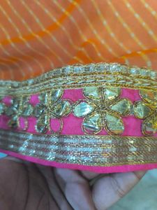 Elegant striped Orange Saree