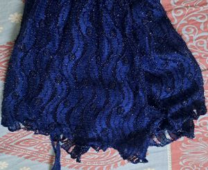 Shimmery Navy Blue Sleeveless Shrug