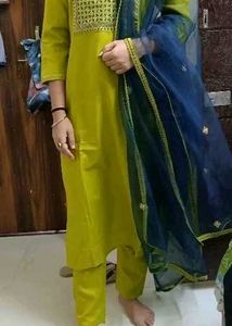 Stylish Green Embroidered Kurti with Dupatta