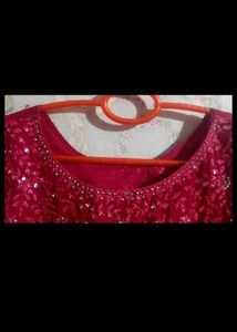 Red Embroidered Sharara Set