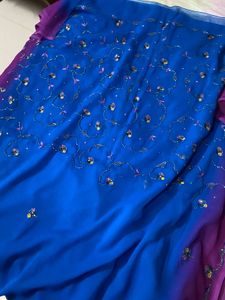 Blue Purple Party Wear Saree