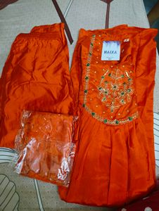Orange Embroidered Kurta