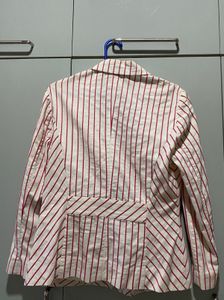 Striped Blazer with Pink Accents